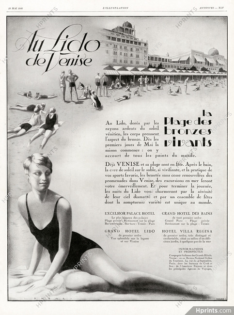 Hôtel Lido (Venise) 1928 Lorenzi, Bathing Beauty, Swimmer