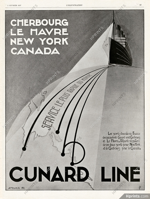 Cunard Line 1927 Atelier F.C. Transatlantic liner