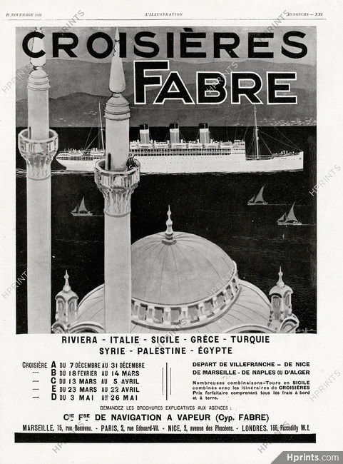 Croisières Fabre (Ship Company) 1928