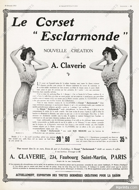 Claverie (Corsetmaker) 1912 Esclarmonde, Corset