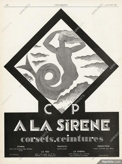 C.P. à la Sirène (Corsetmaker) 1926 René Albert, mermaid