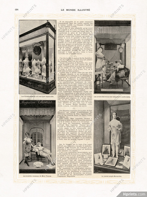 Cadolle, Barréïros, Augustine Thomas, Bernardon 1914 Vitrines du Salon de Lyon, Corsets