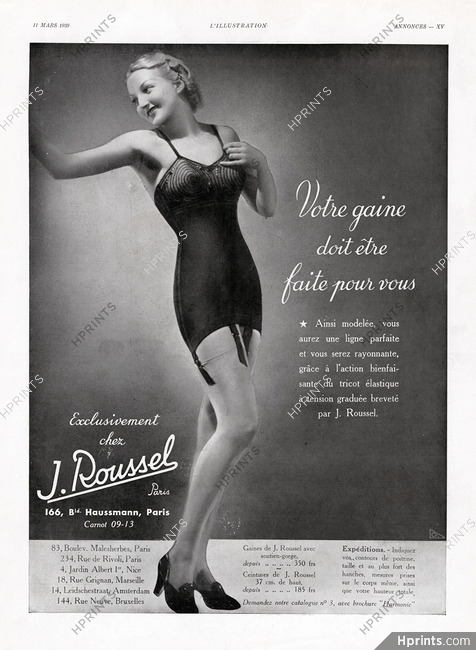 J.Roussel (Girdles) 1939 Corselette, Garters