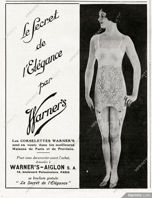 Warner's 1929 Corselette Girdle, Garter Belts — Advertisement