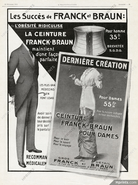 Franck et Braun 1913 Ceintures pour Dames, Corset Belt