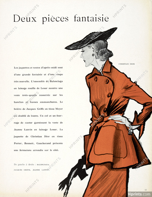 Christian Dior 1950 Jaquette, Fashion Illustration