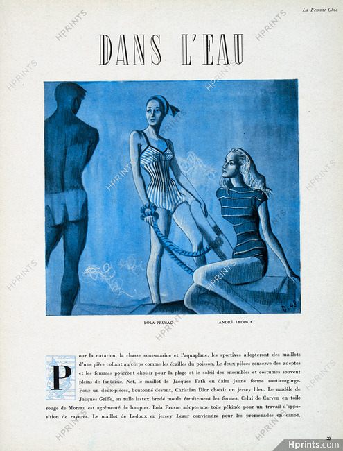 Swimwear 1948 Lola Prusac, André Ledoux, Delfau