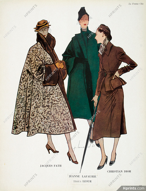 Jacques Fath, Jeanne Lafaurie, Christian Dior 1951 Lesur