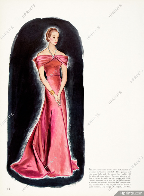 Jay Thorpe 1930s (circa) Ecclesiastical colors, Evening Dress