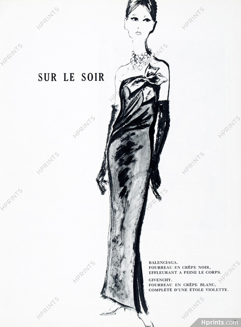 Balenciaga 1959 Fourreau en crêpe noir, Evening Dress