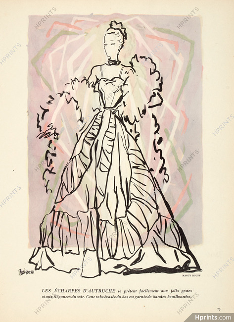 Maggy Rouff 1947 Echarpes d'autruche, Evening Dress, Reinoso
