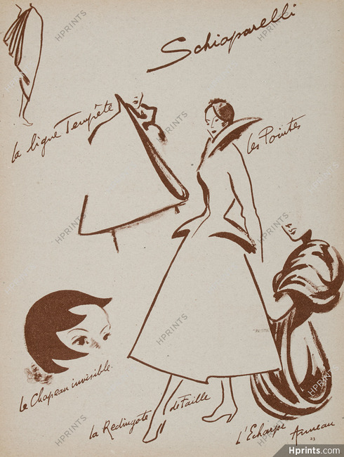Schiaparelli 1949 Fashion Illustration