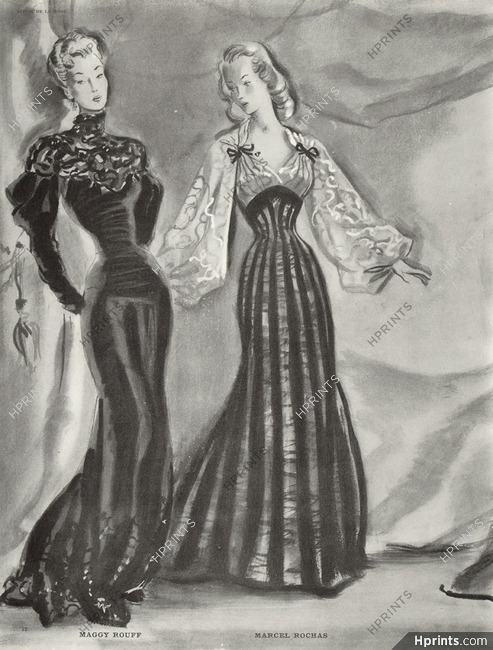 Maggy Rouff, Marcel Rochas 1943 Evening Dress