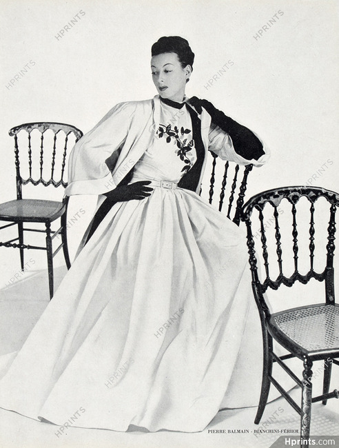 Pierre Balmain 1947 Evening Dress, Bianchini Férier