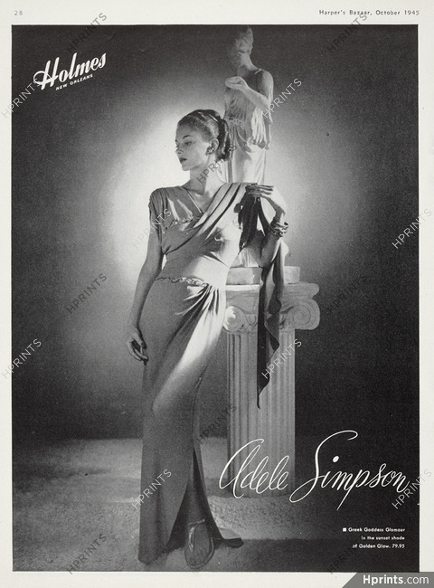 Adele Simpson 1945 Ancient Greece, Fashion Photography