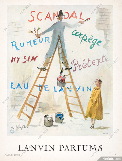 Lanvin (Perfumes) 1951 Peinture Murale, Pignoniste, Guillaume Gillet, Arpège, Prétexte...