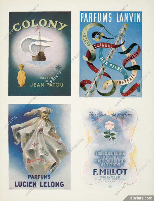 Jean Patou, Lanvin, Lucien Lelong, Millot 1943 Perfumes