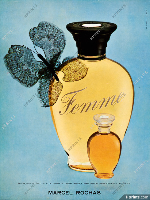 Marcel Rochas (Perfumes) 1957 Femme, Photo Schall