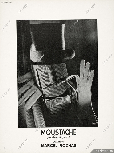 Marcel Rochas (Perfumes) 1949 Moustache, Photo Schall