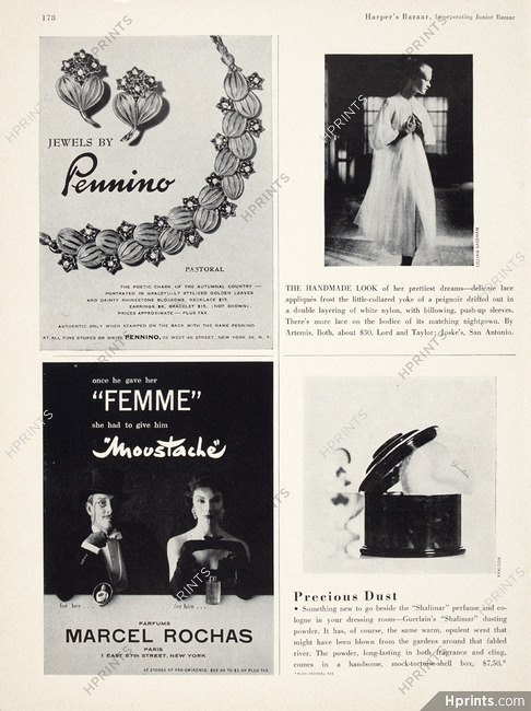 Marcel Rochas (Perfumes) 1957 Moustache, Femme