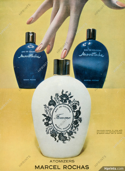 Marcel Rochas (Perfumes) 1959 Moustache, Femme, Atomizers