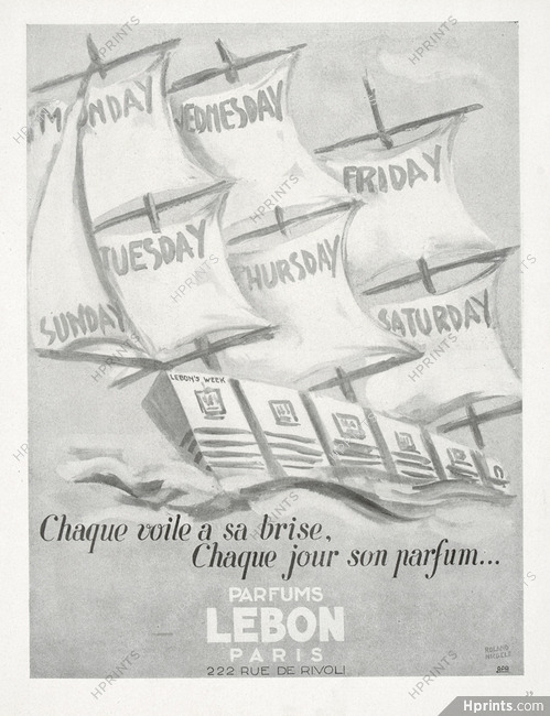 Parfums Lebon (Perfumes) 1946 Ship, Roland Nicolle