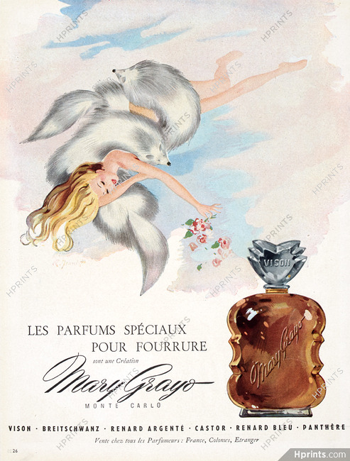 Mary Grayo 1946 Parfums spéciaux pour Fourrure, Vison, Jeandot