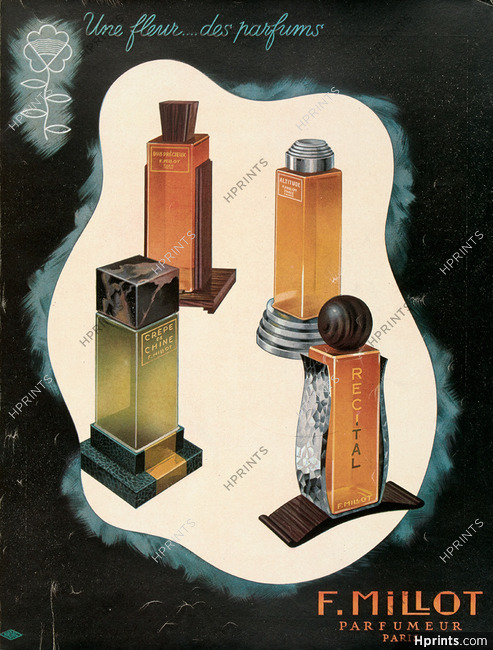 Millot (Perfumes) 1941 Crêpe De Chine, Bois précieux, Altitude, Récital