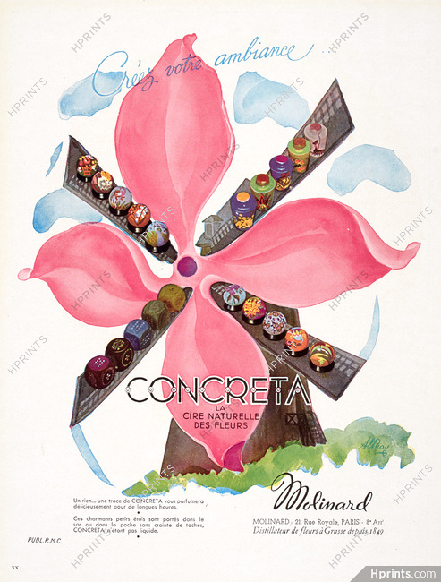 Molinard (Perfumes) 1947 Concrèta, Windmill, Alprou (version B)