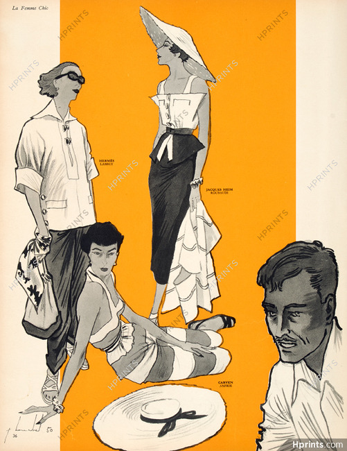 Hermès, Jacques Heim, Carven 1950 Pierre Louchel, Beachwear