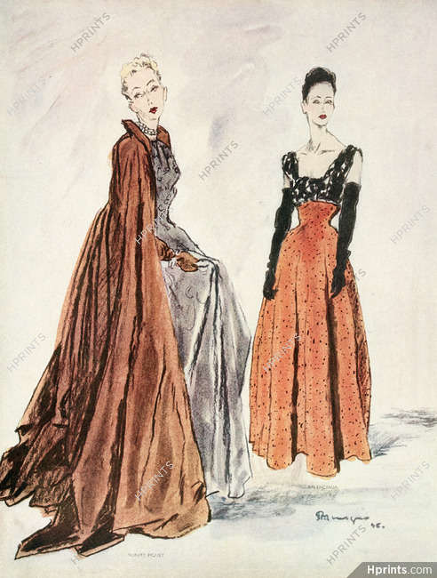Robert Piguet & Balenciaga 1946 Evening Gown Coat Mourgue