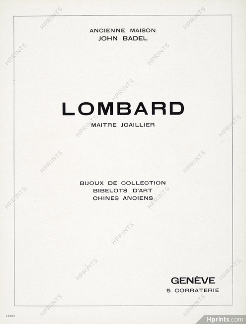 Jean Lombard (High Jewelry) 1948 Ancienne Maison John Badel, 5 Corraterie Genève