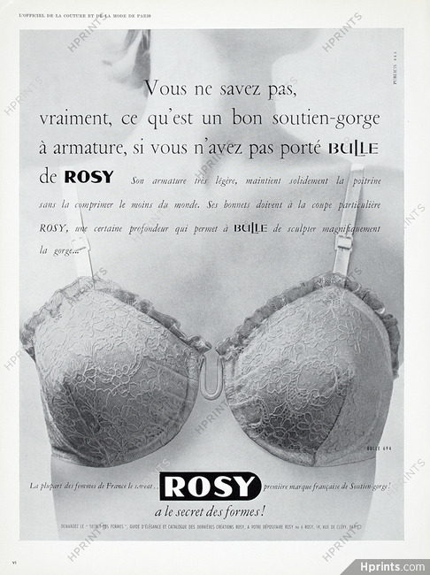 Rosy (Lingerie) 1956 Bulle 694, Lace Brassiere