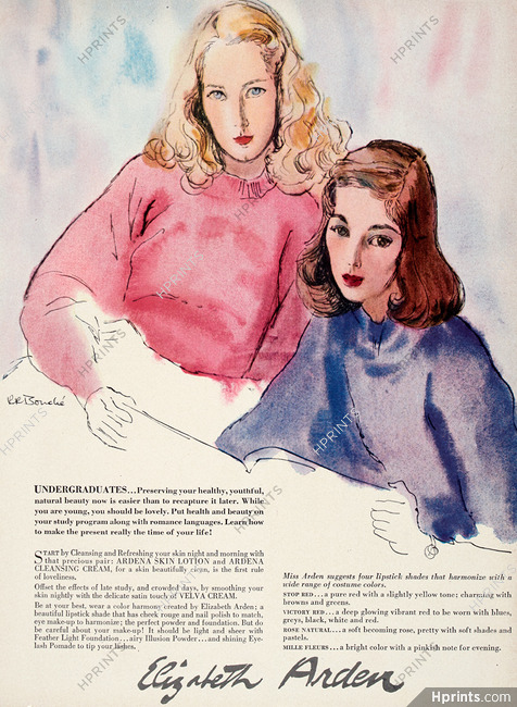 Elizabeth Arden (Cosmetics) 1944 The Smart College Girl, René Bouché