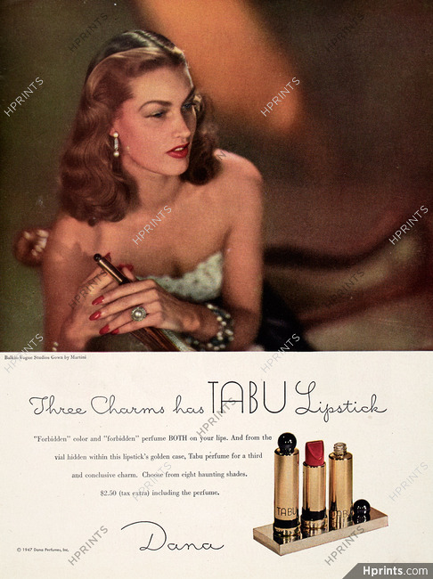Dana (Cosmetics) 1947 Tabu, Lipstick, Photo Balkin
