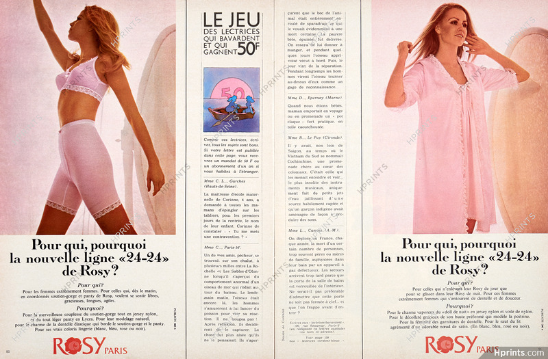 Rosy (Lingerie) 1967 Panty, Brassiere — Advertisement