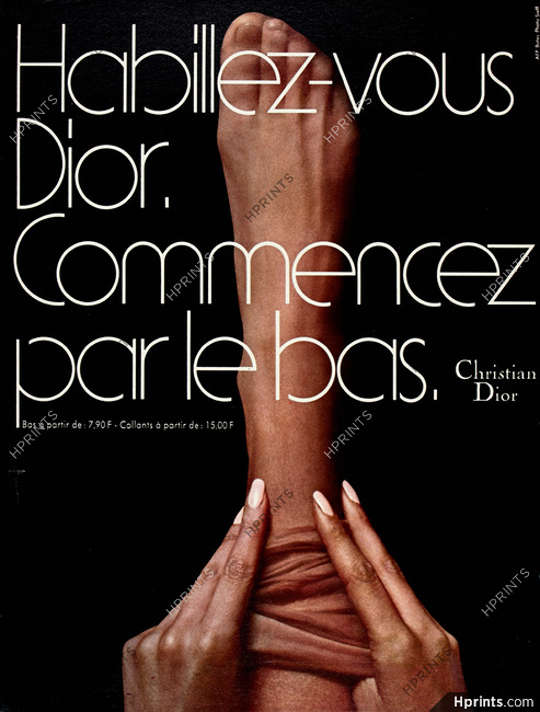 Christian Dior (Stockings) 1970 Photo Sieff — Advertisement