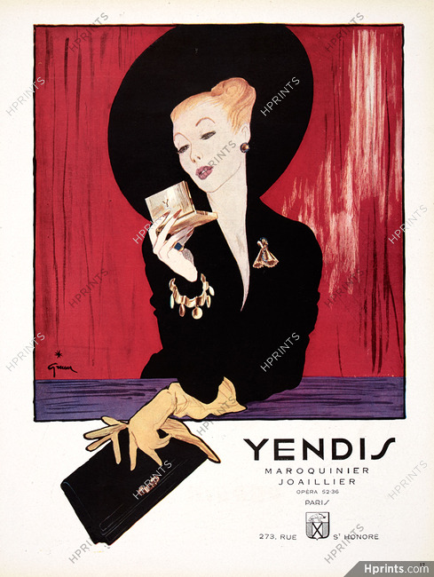 Yendis (Handbags, Jewelry) 1946 René Gruau