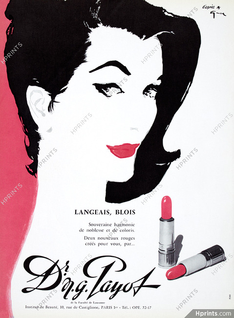 Dr N.G. Payot (Cosmetics) 1959 d'après Gruau, Lipstick