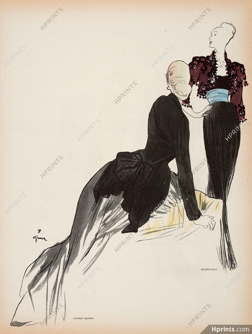 Balenciaga & Lucien Lelong 1946 Evening Gown, René Gruau