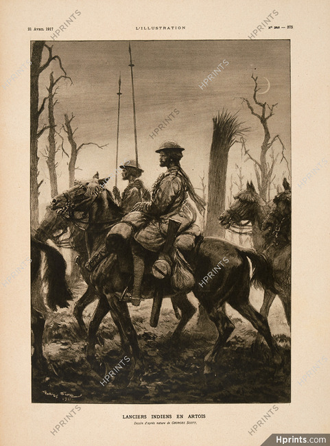 Georges Scott 1917 Lanciers Indiens en Artois