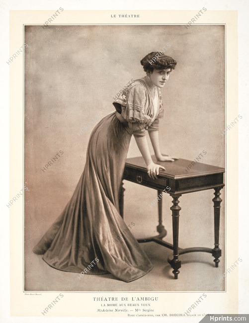 Drecoll 1907 Vera Sergine, Theatre Costume, Photo Henri Manuel
