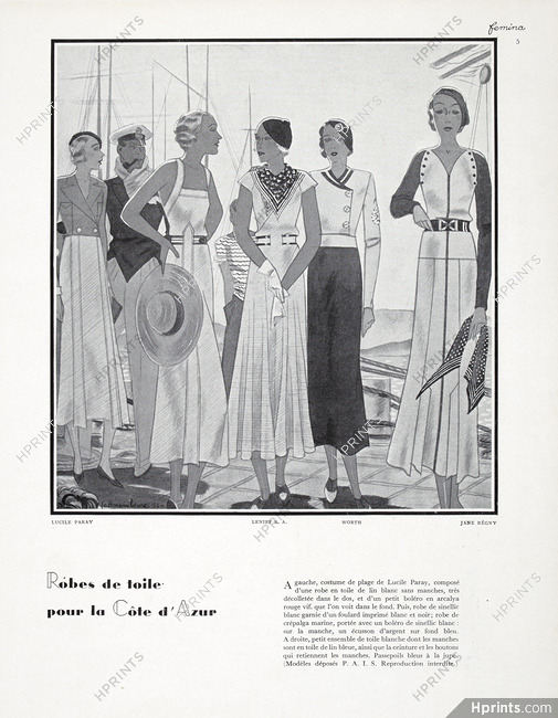 Lucile Paray, Lenief, Worth, Jane Regny 1932 Côte d'Azur, French Riviera, Jc. Haramboure
