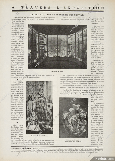 A Travers l'Exposition : Art et Industrie des Textiles, 1925 - Rodier, Bianchini Férier, Ducharne Vitrines, Textile Design