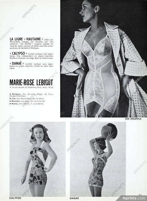 Marie-Rose Lebigot 1954 Hautaine, Calypso, Danaë, Combiné, Swimwear
