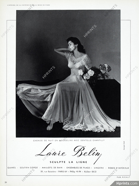 Laure Belin (Lingerie) 1954 Nightdress, Photo Georges Saad