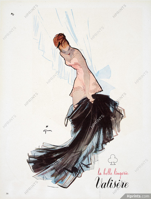 Valisère (Lingerie) 1947 René Gruau, Nightgown