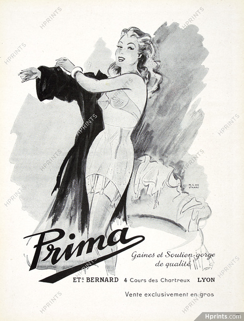 Prima (Lingerie) 1948 Girdle, Bra, M. S. de Saint Marc