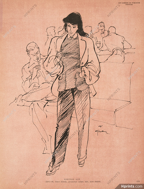 Marcelle Alix 1945 René Gruau Fashion Illustration