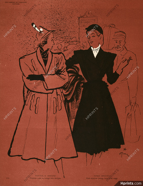 Martial et Armand, Agnès-Drecoll 1945 René Gruau, Coats